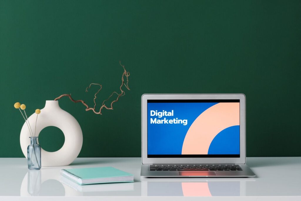 Laptop displaying digital marketing growth analytics