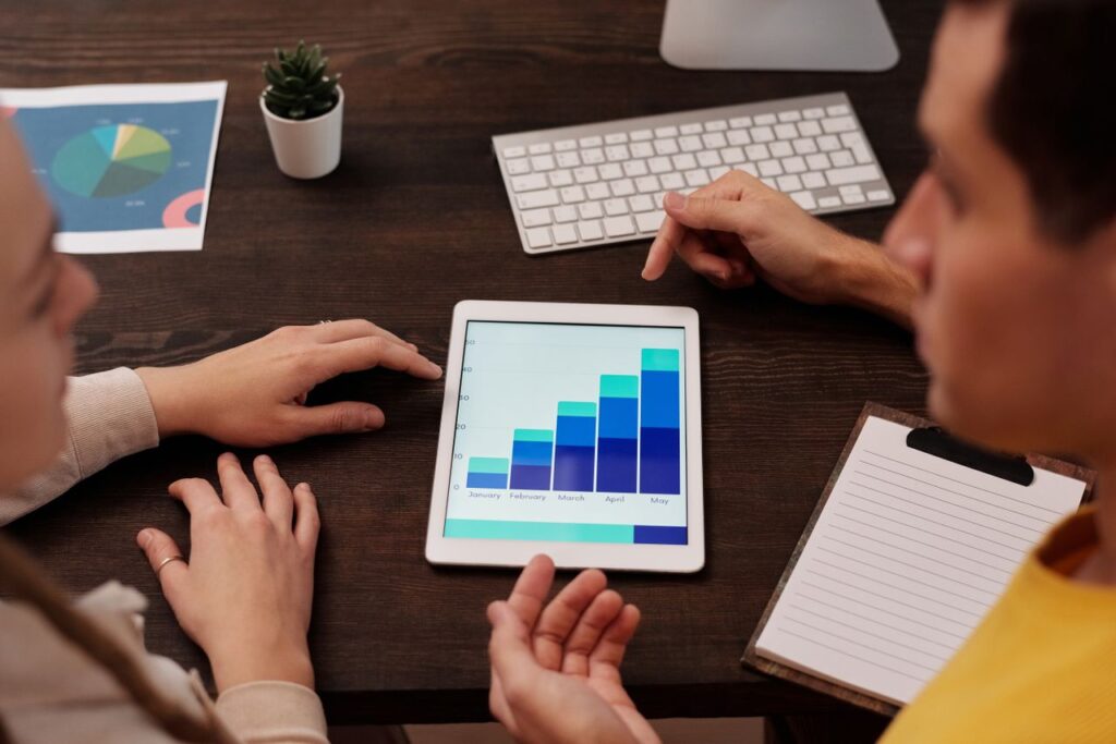 Marketer reviewing digital campaign performance dashboard