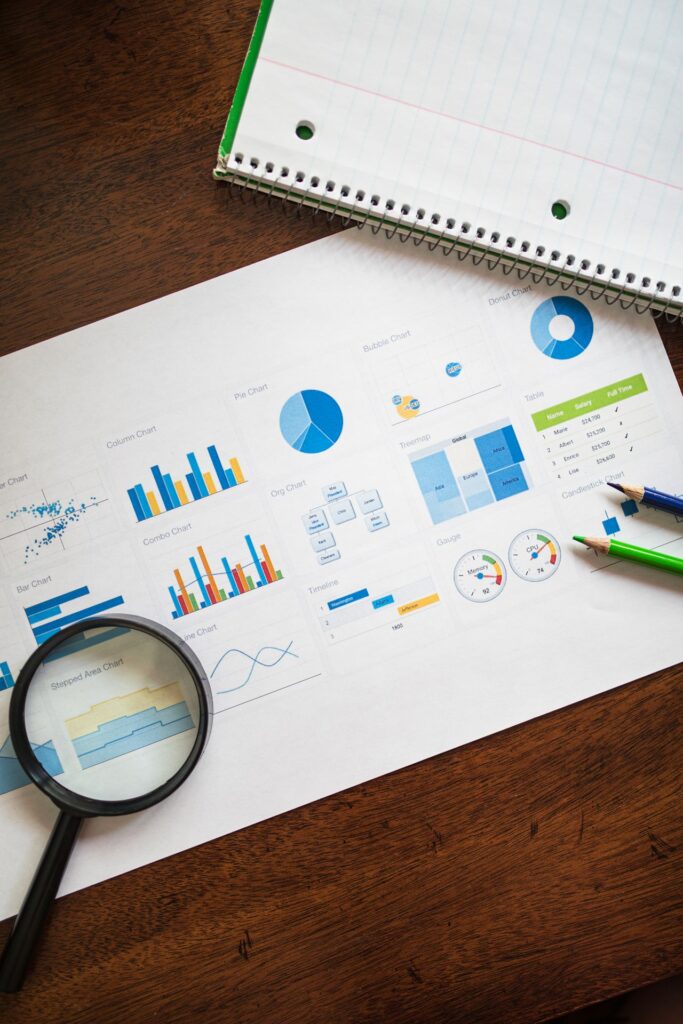 Financial charts showing customized medical billing reports