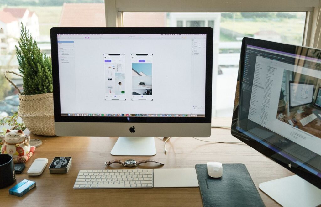 Desktop computer displaying custom website design