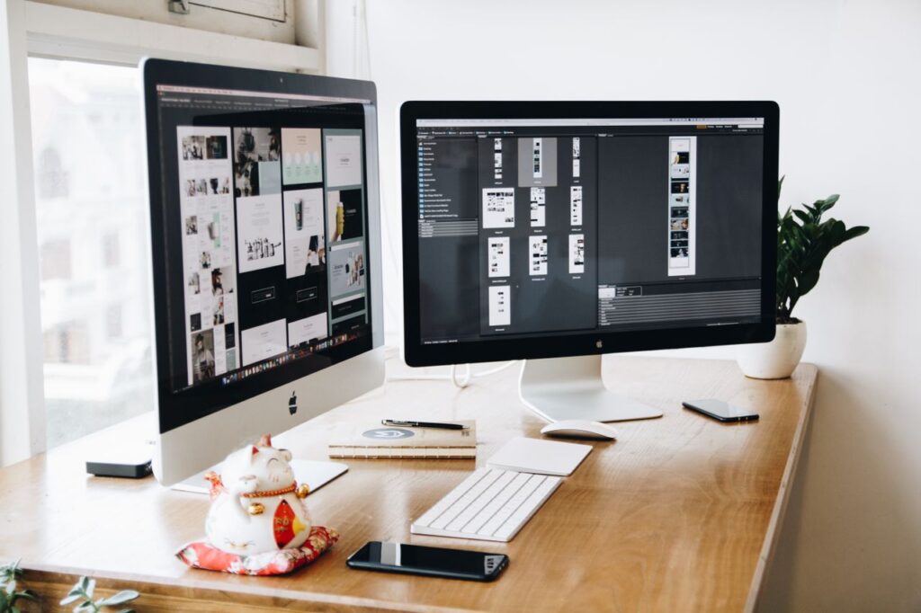 Responsive website design shown across desktop and mobile devices